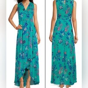 Calvin Klein Size 12 Dress Floral-Printed Asymmetrical Halter Maxi